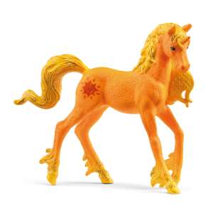 Schleich Bayala Sunny the Unicorn collectible figure, orange and yellow unicorn with glitter, standing on a white background - Figure