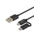 Kabel USB Savio 2w1 - złącza USB-A, Micro USB i USB-C