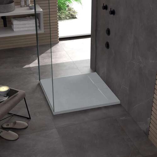 Bazalt Grey 90x90 zuhanytálca modern fürdőszobai környezetben - Zuhanytálca