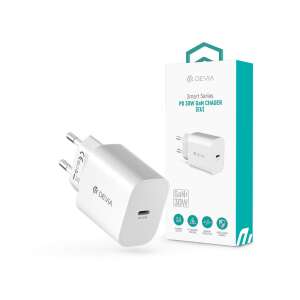 Devia Smart Series PD 30W GaN töltő, fehér, EU-s dugóval, Type-C bemenettel - Devia