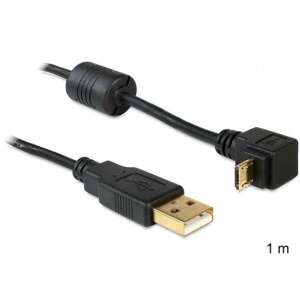 DeLOCK USB 2.0 cable, 1 meter, black, USB A to Micro-USB B, right angle connector - USB Cable