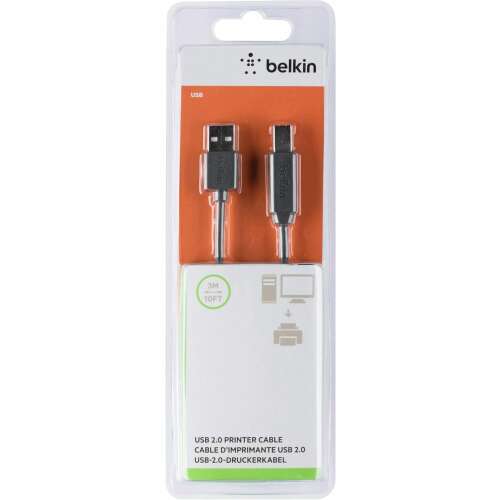 Belkin USB 2.0 nyomtató kábel, 3m, USB A - USB B, Szürke