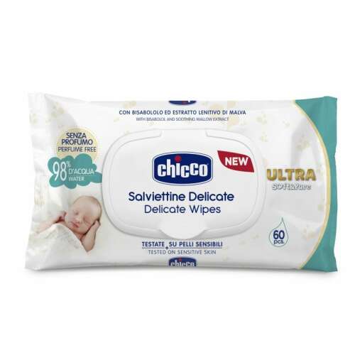 Ultra Soft & Pure törlőkendő 60 db illatmentes, 98% vízbázisú 102316507