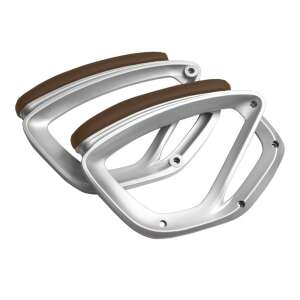 Pair of brown and silver office chair armrests, Karfák irodai székhez 2261 - Office chair accessory