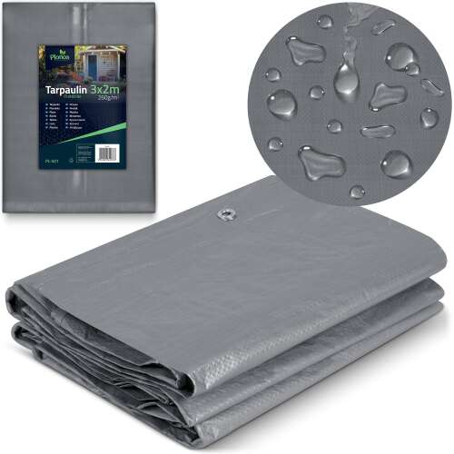Plonos 3x2m Tarpaulin, 260g/m2, waterproof, UV resistant, silver-grey, PL-501
