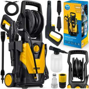 Visokotlačni čistač Humberg HM-300 s priborom, uključujući koplje, TurboStream mlaznicu, crijevo, vodeni priključak, brzu spojnicu, bocu za deterdžent, iglu za čišćenje mlaznice i kabel - Vrt