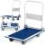 Humberg HM-506 Folding Hand Truck, blue and white, 300kg capacity, folded and unfolded