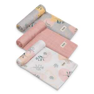 Lionelo Bamboo 3 db-os muszlin pelenka szett, Leaf minta, puha és nedvszívó, tökéletes újszülötteknek - Textil pelenka