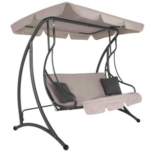 Springos 3 személyes kerti hintaágy állítható tetővel - Bézs, Szürke - Hintaágy