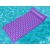 Bestway purple inflatable mattress floating in pool, integrated pillow
