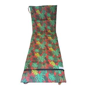 Napozó párna zöld-piros pálmalevél mintás (61x178x1,5 cm-es)