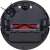 Roborock robot vacuum, black, bottom view with main brush and wheels