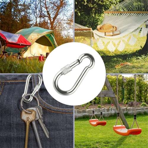 Menetes karabiner felhasználása: kemping, függőágy, kulcstartó, hinta