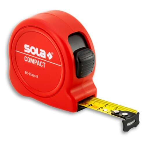 Sola Compact 8m mérőszalag, piros, II. osztály, övcsattal - Sola