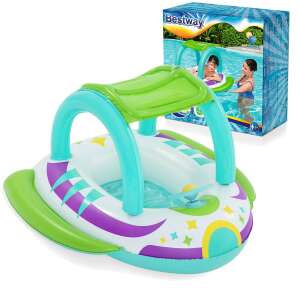 Bestway 34149 SPACE SPLASH™ ponton z baldachimem dla dzieci, dmuchana łódź z baldachimem, kierownicą i klaksonem, do basenu i zabawy w wodzie - Gumowy ponton, wiosło