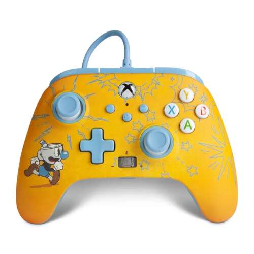 PowerA Enhanced Wired Controller Xbox Series X|S, Xbox One, PC, Cuphead: Mugman kiadás, Sárga és Kék
