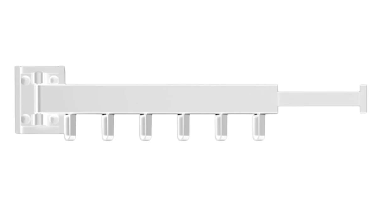 Helper 54cm Wall-Mounted Drying Rack with Retractable Hooks, Easy Installation, High Load Capacity, for Balcony/Bathroom/Bedroom, White 102350851