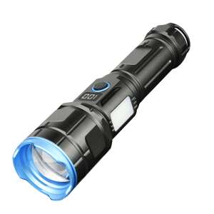 Lampa de buzunar LED Ruiying RL-3015 Ultra-Bright Power Bank, 700 lumeni, aluminiu, profesională, 30W, focalizare reglabilă, baterie 5500 mAh, rezistentă la apă, încărcare USB, neagră - Lanterne