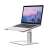 Smarto A60 ergonomic laptop stand, aluminum, adjustable height, silver, with laptop