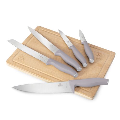 Berlinger Haus BH-2967 Taupe Collection 6 piece knife set with bamboo cutting board - Taupe 123692438