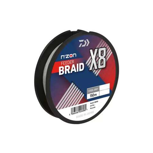 Daiwa N'Zon X8 Feeder Braid fonott zsinór orsón, acél szürke, 150m