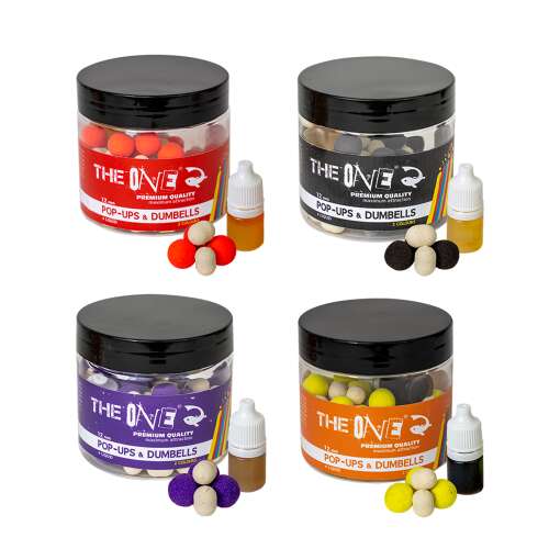 The One2 Pop-Ups & Dumbbells horgászcsali, 4 különböző színben, prémium minőség, 50g + 3ml