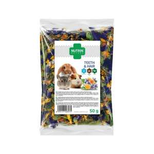Nutrin Nature Fogak És Szőrzet 50g, gyógynövényes kiegészítő rágcsálóknak, nyulaknak, csincsilláknak, tengerimalacoknak és más növényevőknek - Nutrin