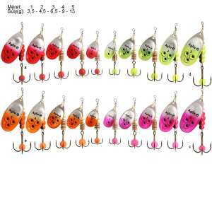 5 méretű MEPPS Aglia-e horgászcsali készlet, minden méretben különböző színekben, 3 darab csalit tartalmaz a csomag - Horgászat