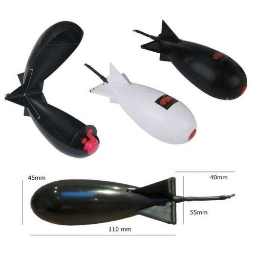Spomb Mini Fekete horgászrakéta, fekete, fehér és piros, nyitott és zárt, 45mm, 40mm, 55mm, 110mm