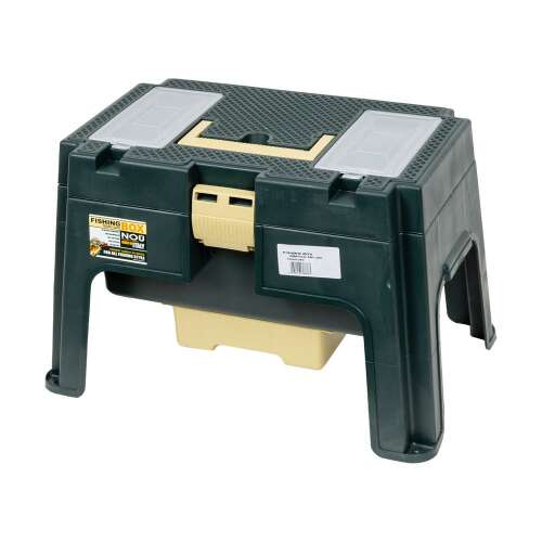 Horgászláda szék Tip.280, zöld horgászfelszerelés doboz lábakkal, tároló horgászfelszereléshez