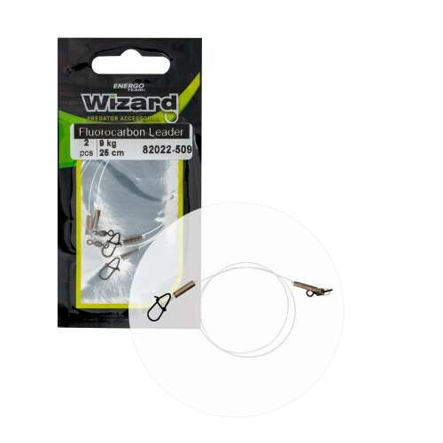Wizard Fluorocarbon Előke, 2 db, 9kg, 25cm, horgász előke, ragadozó horgászat, csuka, süllő, sügér - Horgász előke