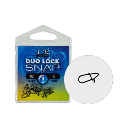 L&K Duo Lock Snap 00-ás méret, 11 kg, 10 darab, fekete horgász forgó