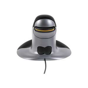 Fellowes Penguin vezetékes függőleges egér, fekete és ezüst, elülső nézet - Fellowes