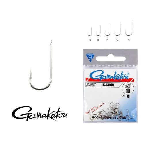 Gamakatsu LS-1310N méretű ezüst ponty horgász horgok, 25 db-os csomag - Feeder és pontyozó horog