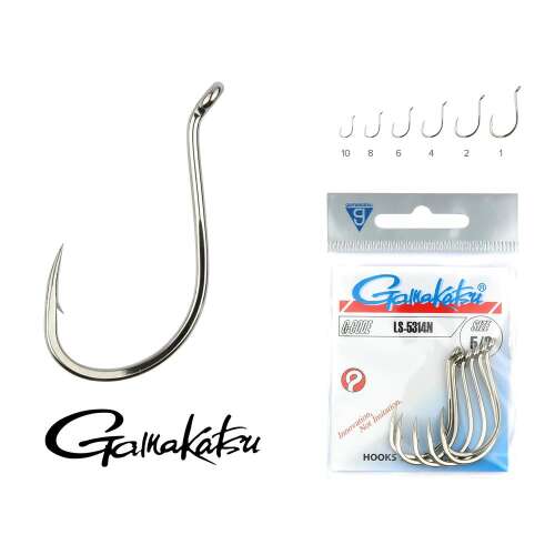Gamakatsu LS-5314N méretű 8-as ezüst pontyhorgász horgok, 10 darabos csomag - Feeder és pontyozó horog