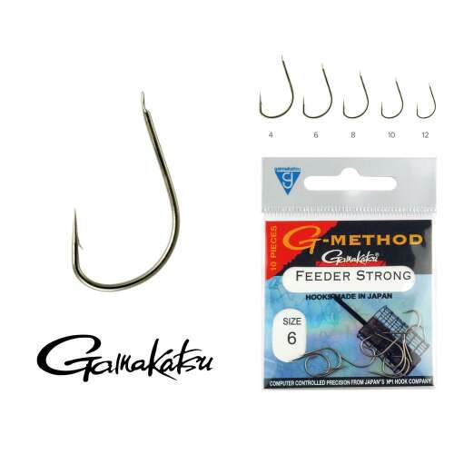 Gamakatsu G-Method Feeder Strong méretű 6-os horgászhorog, 10 darabos csomag - Horgász horog
