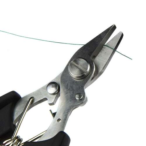 Rozsdamentes acél horgász zsinórvágó olló fekete gumírozott markolattal