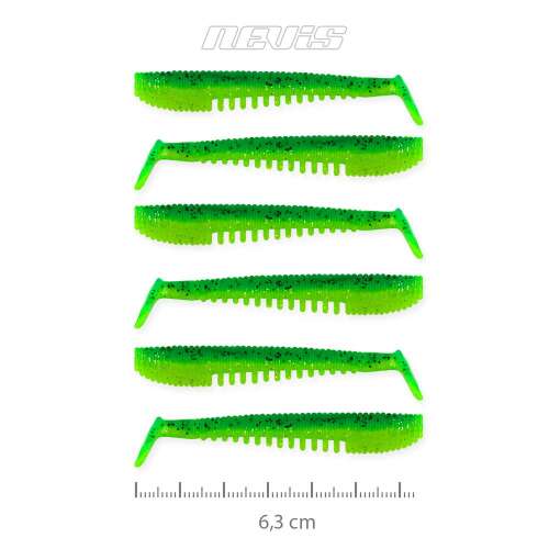 Nevis Impulse Shad gumihal, 6,3 cm, mérgező zöld szín, 6 db-os csomag - Gumicsali és twister