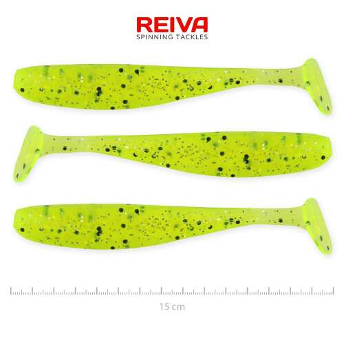 3 db Reiva Flash Shad 15cm gumicsali Poppy Green színben, horgászathoz való csalik realisztikus úszó mozgással - Gumicsali és twister