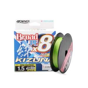 Owner Kizuna X8 Broad PE 8 1.5 135m 0.15mm Chartreuse Fonott Zsinór - Sport & Szabadidő