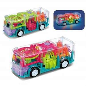 Átlátszó játék busz fényekkel és hangokkal, színes fogaskerekekkel és mozgó részekkel - Nonbrand Interaktív gyerek játék