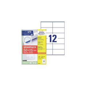 Avery Zweckform 105x48mm univerzális címkék, 65 lap, 12 címke/lap, fehér - Avery