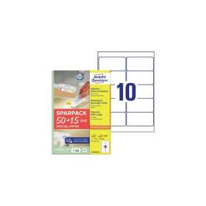 Etikett címke, 96x50,8 mm, univerzális, 65 lap, 10 címke/lap avery, fehér