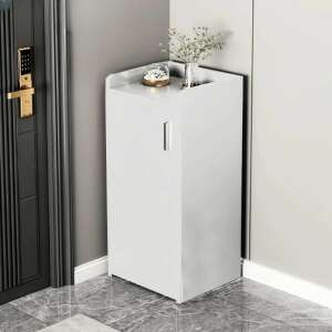 White hallway cabinet FUR1658, 26x30x68 cm, with a door and a shelf, perfect for storing shoes, bags, and other items - Hallway Furniture Set