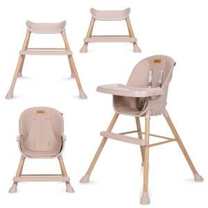 Kidwell Eatan 4in1 Umwandelbarer Hochstuhl in rosa und braun, zeigt alle Konfigurationen: Hochstuhl, Booster-Sitz, Kleinkindstuhl und Hocker - Hochstühle