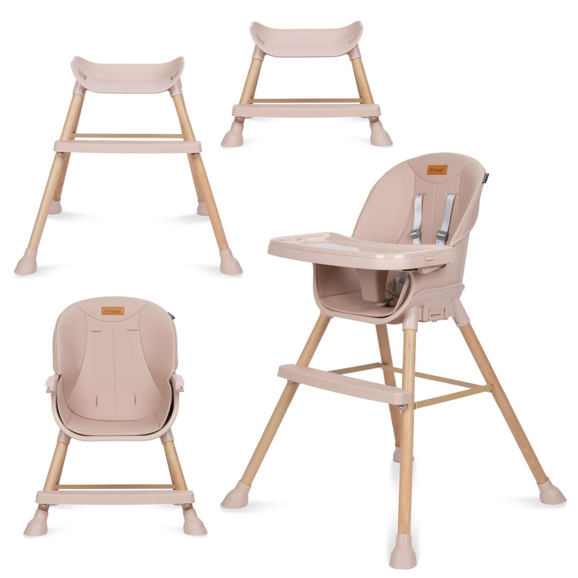 Kidwell Eatan 4in1 premeniteľná jedálenská stolička - ružová-hnedá