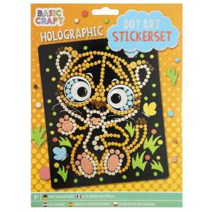 Basic Craft Holographic Dot Art Sticker Set, tiger design, create a tiger picture by placing stickers - Sticker, Magnet
