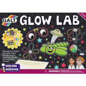 Galt Glow Lab STEM kit for kids, make your own glow in the dark slime, bouncy ball, and bug - Galt