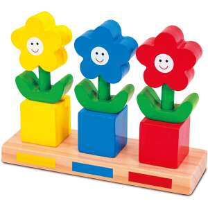 Galt Flower Stacker wooden toy, color matching game, stacking game for toddlers, fine motor skills development - Memory Game