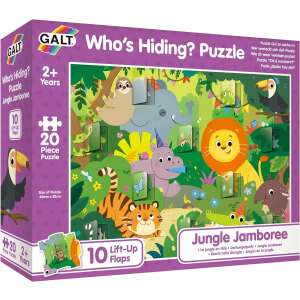 Galt Cine se ascunde? Jungle Jamboree Puzzle cu 20 de piese cu clapete rabatabile, cu animale din junglă - Puzzle
